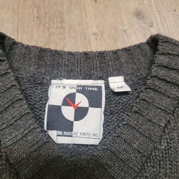 Vintage Its Our Time Medium Juniors Long Sleeves Stripe Knit Sweater Gray - Picture 4 of 7